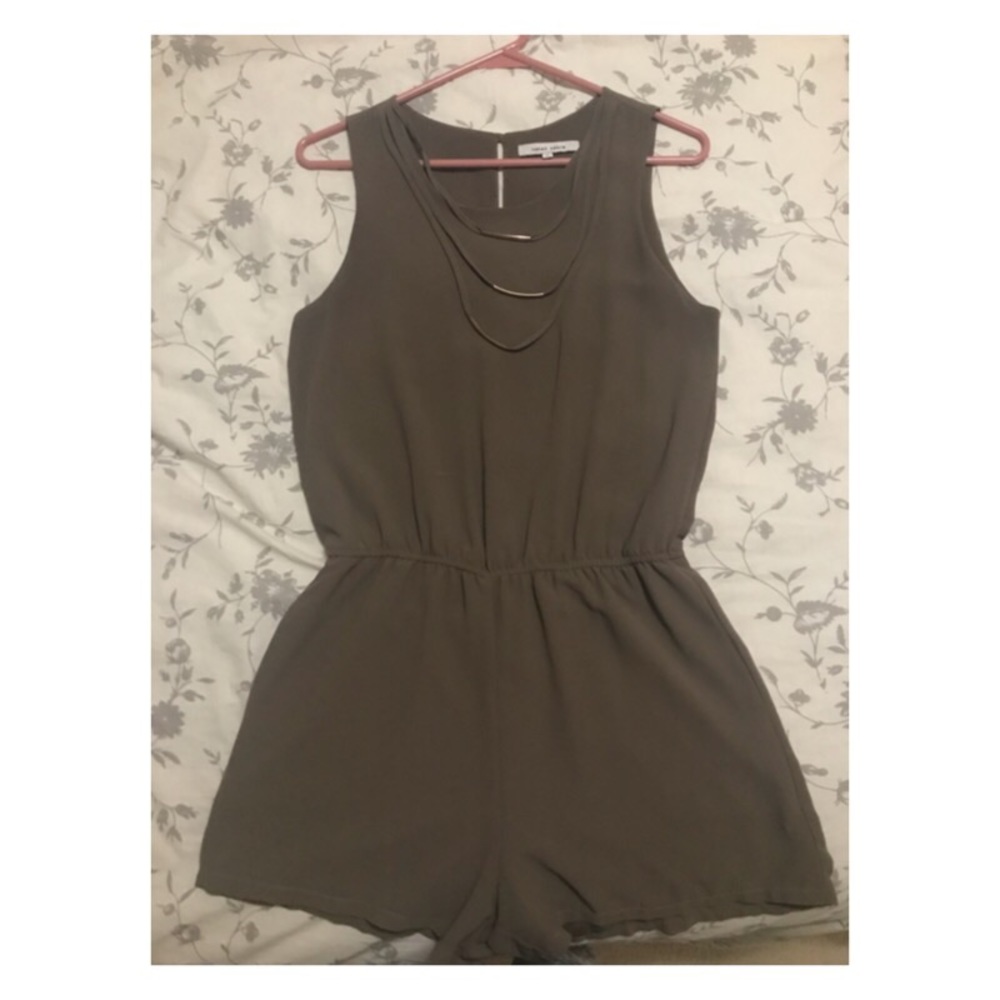 Grey backless romper.